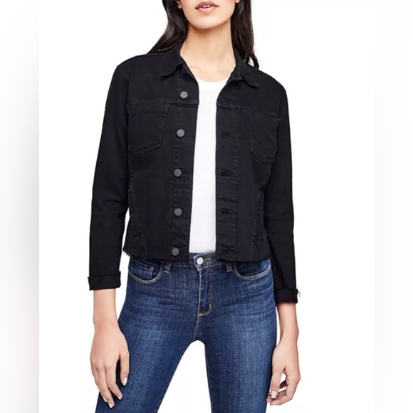 NWT L'AGENCE Janelle Slim-Fit Raw Denim Jacket - Picture 1 of 5
